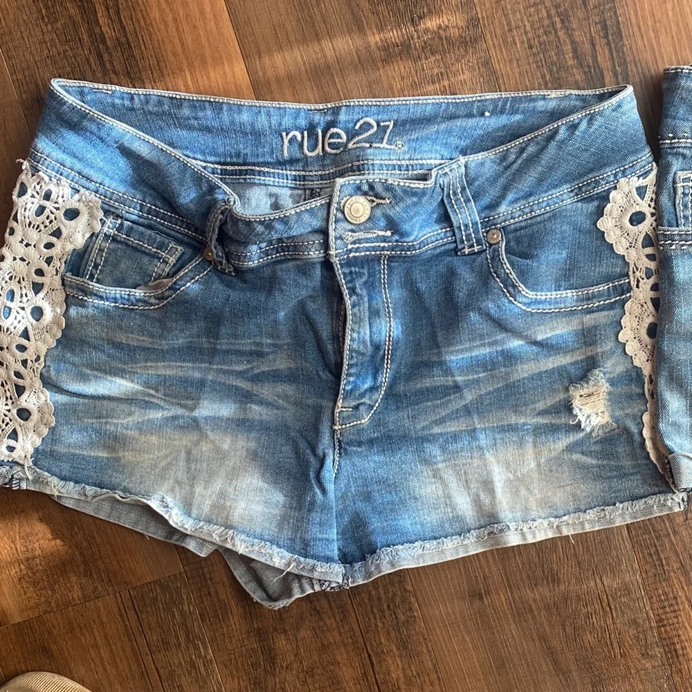 Bundle Rue21 Distressed Blue Jean Shorts with Lace Accents